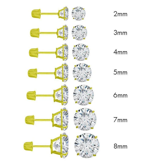 14 Karat Yellow Gold Screw Back Round Stud Earring