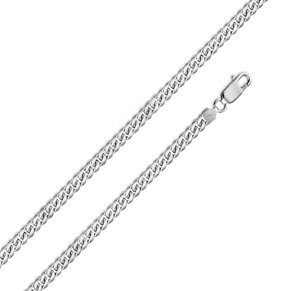 Rhodium Plated Sterling Silver Miami Cuban Chain Link 3.5mm