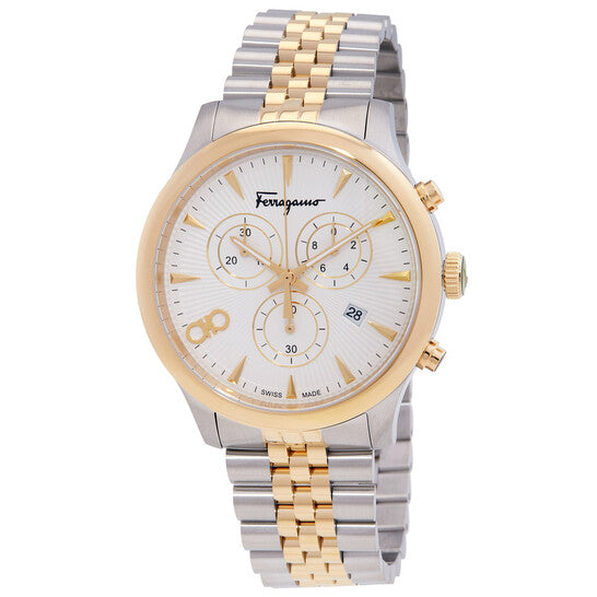 Ferragamo Duo Chronograph Quartz White Dial Men's Watch