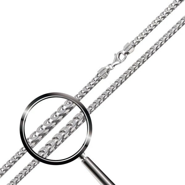 Rhodium Plated Sterling Silver Franco Chain 2.3mm