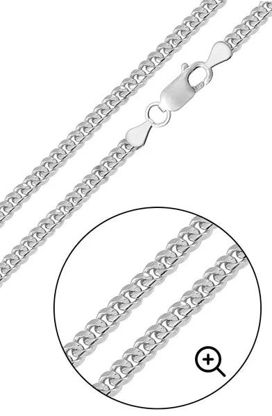 Rhodium Plated Sterling Silver Miami Cuban Chain Link 3.5mm
