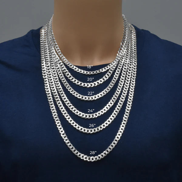 Curb 1 Side Diamond Cut 1 Side Plain Bracelet and Chain 7.2mm