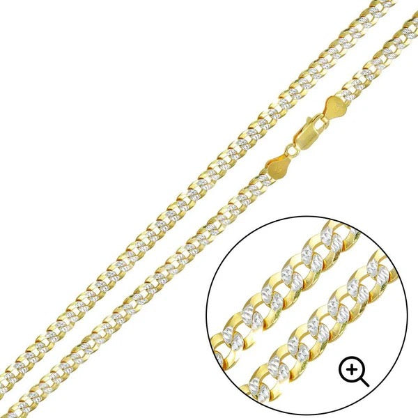 Gold Plated Sterling Silver Two-Tone DC Curb Chain 4.3mm