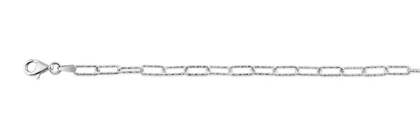 Rhodium Plated Sterling Silver Diamond Cut Paperclip Link Chain 3.2mm