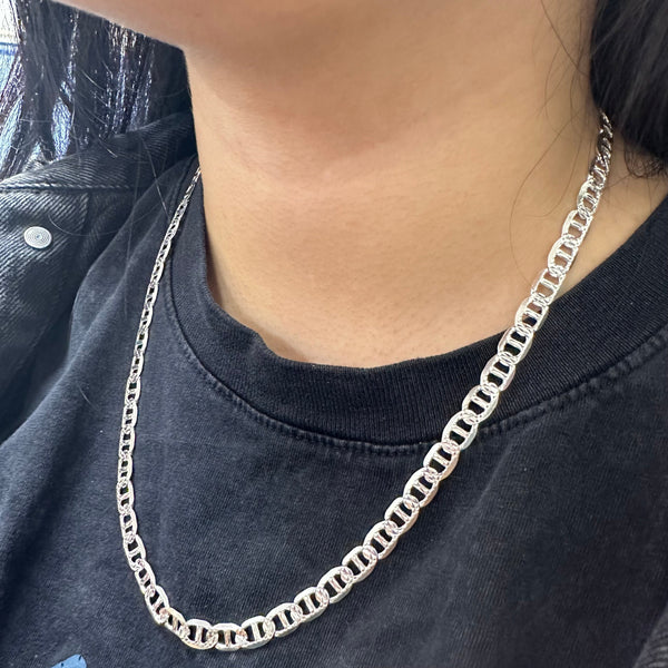 Sterling Silver Flat Marina 1 Sided 100 DC 4.4mm Chain