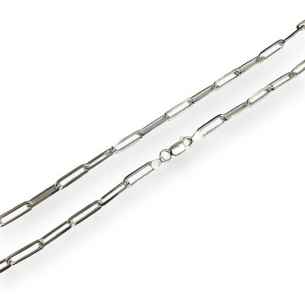 Sterling Silver Diamond Cut Paperclip Link 4.3mm Chain