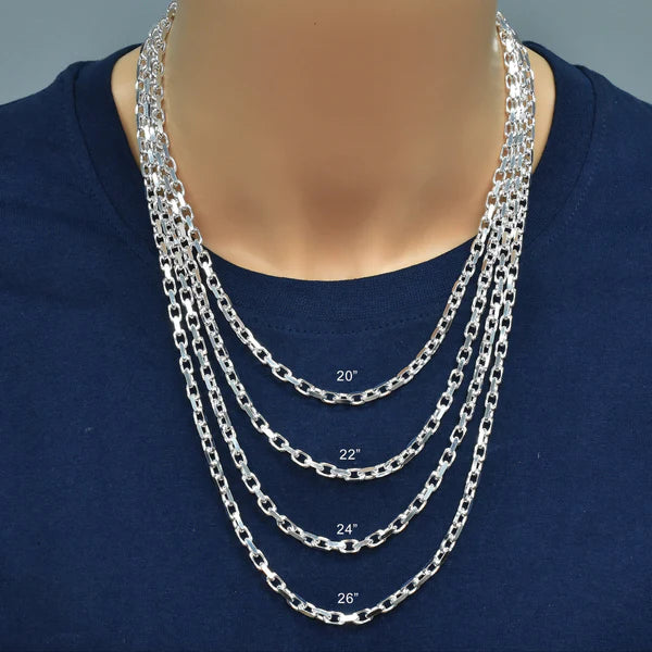 Sterling Silver Diamond Cut Forzatina Link Chain 4.3mm