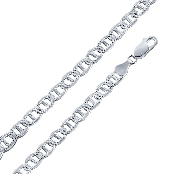 Sterling Silver Flat Marina 1 Sided Diamond Cut 6.2mm Chain