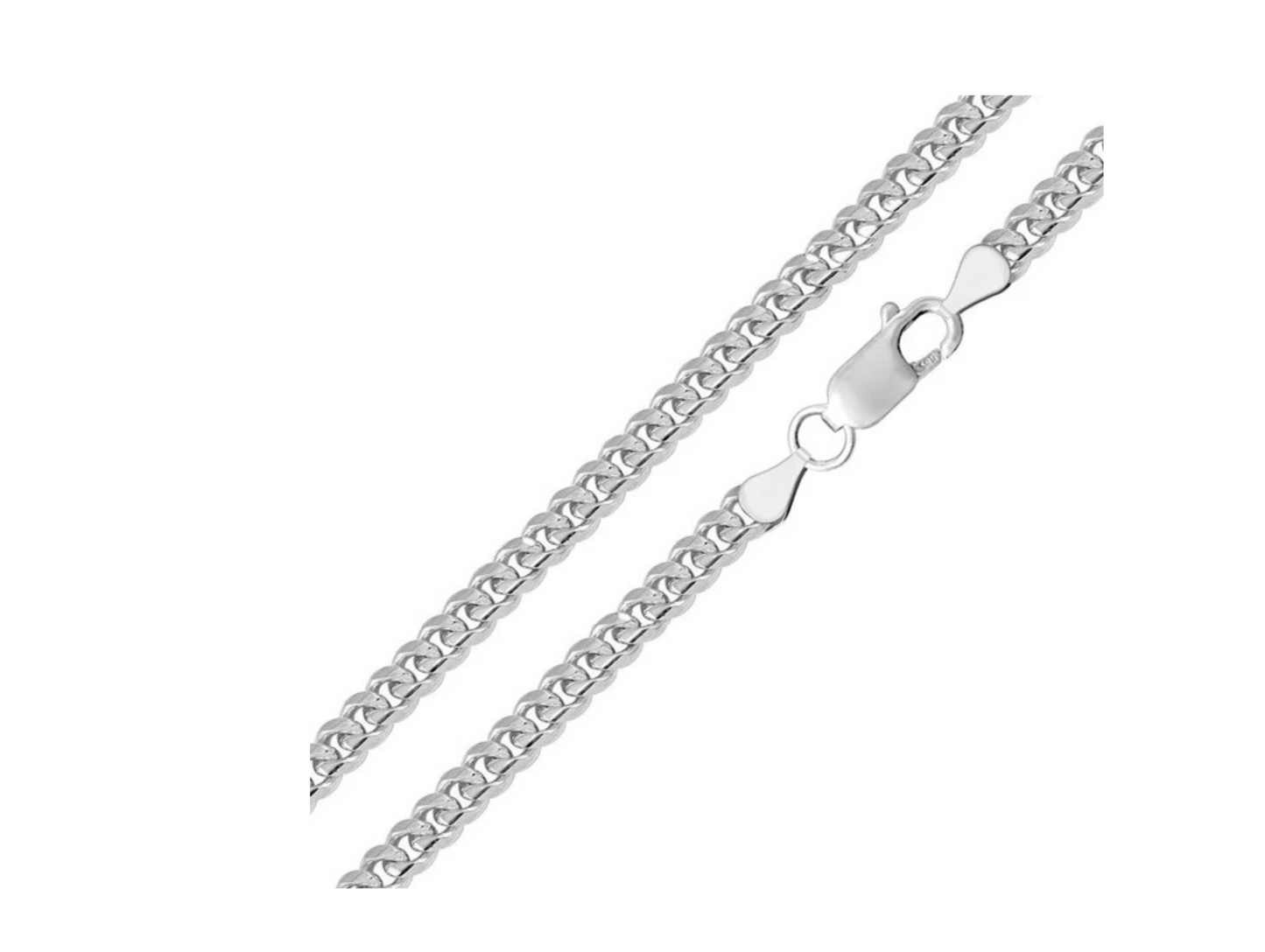 Rhodium Plated Sterling Silver Miami Cuban Chain Link 7mm