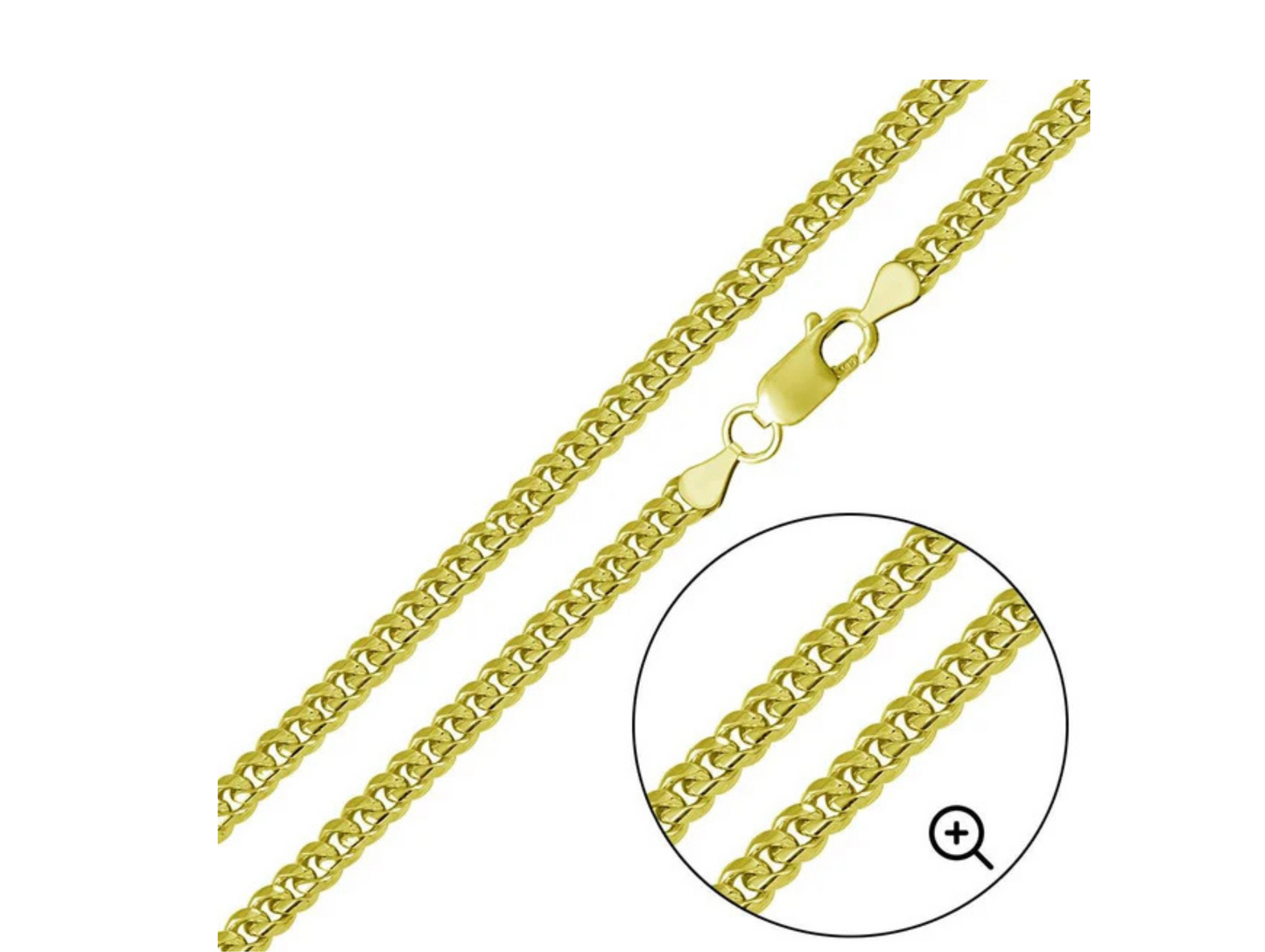 Gold Plated Sterling Silver Miami Cuban Chain Link 4.9mm
