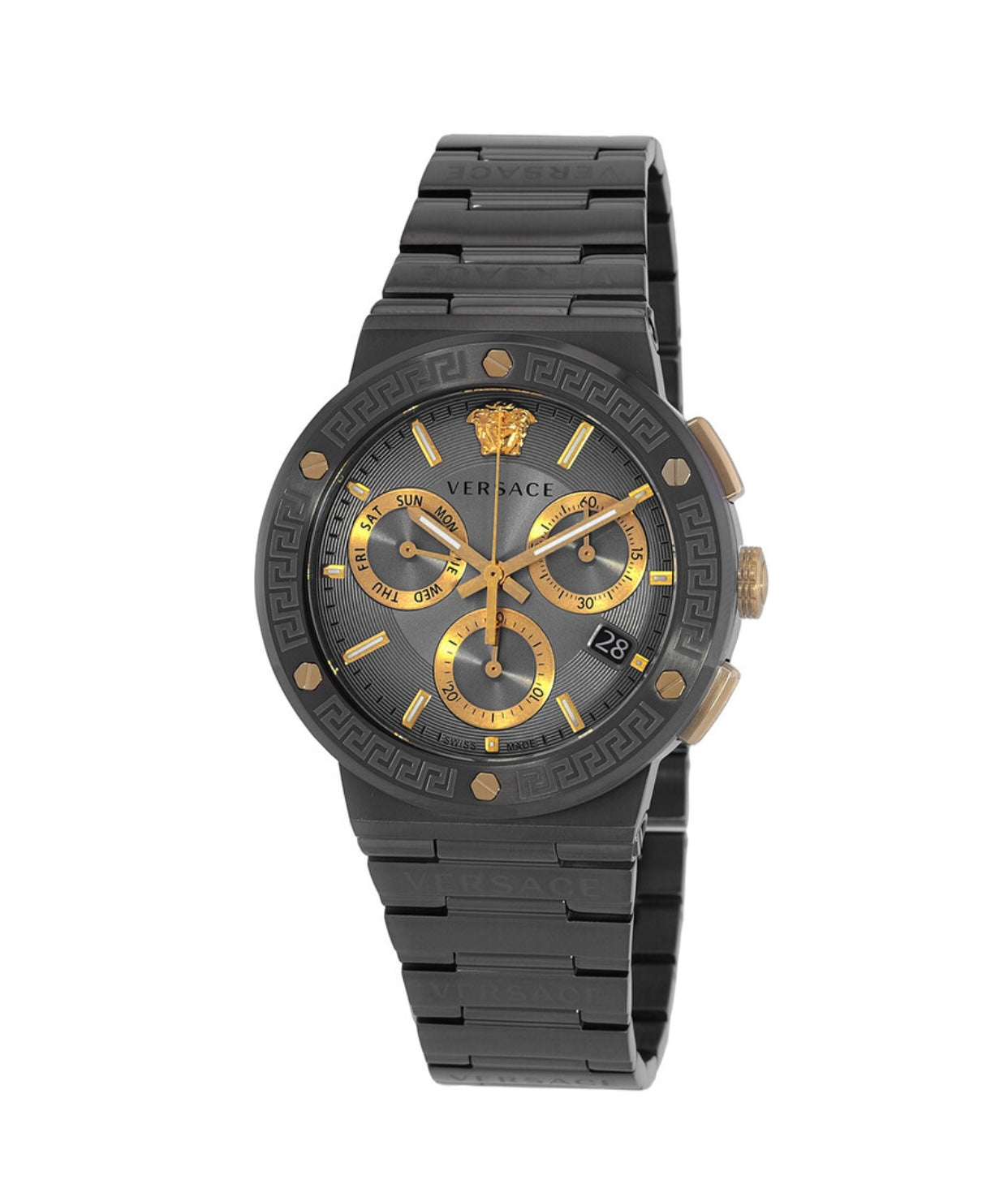 Versace Greca Logo Chronograph Quartz Grey Dial Men's Watch