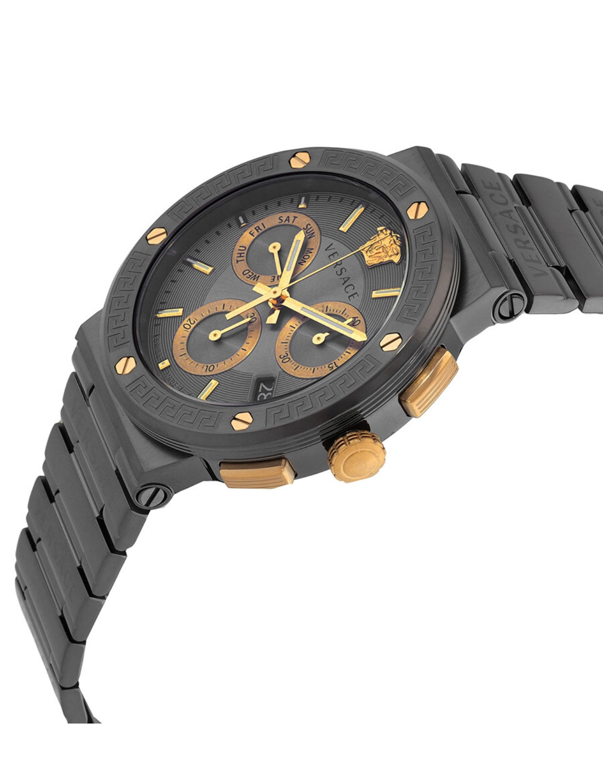Versace Greca Logo Chronograph Quartz Grey Dial Men's Watch