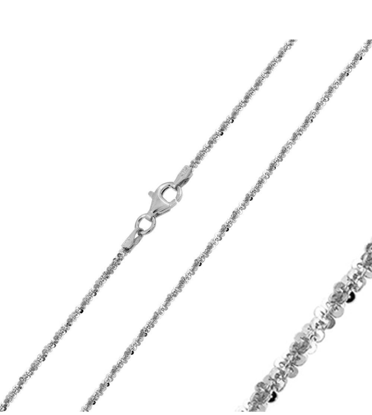 Silver Rhodium Plated Shiny Roc Chain 1.4mm