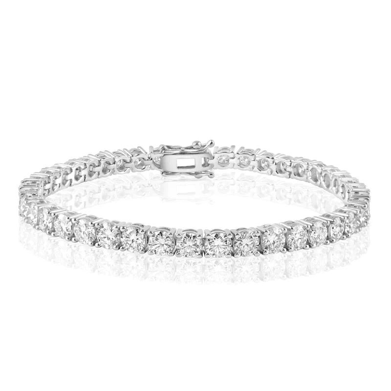 Rhodium Plated 925 Sterling Silver Moissanite Stone 3mm Tennis Bracelet