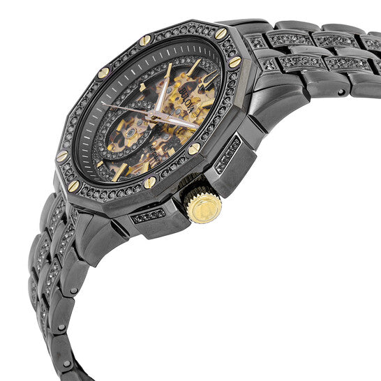 Bulova Octava Automatic Crystal Gold Skeleton Dial Men's Watch