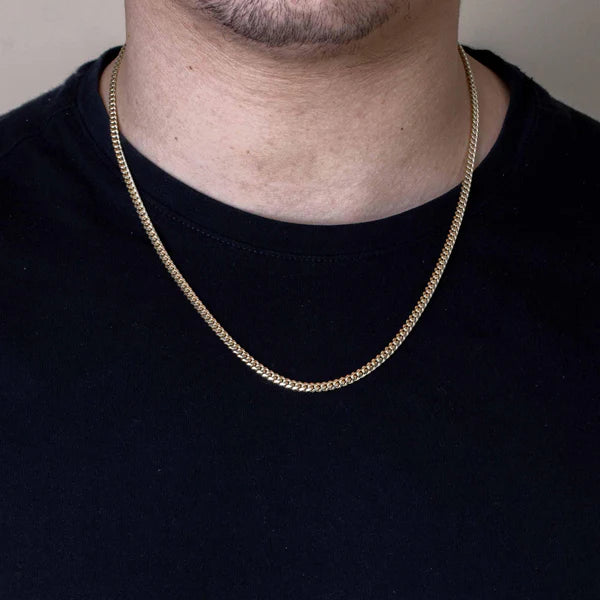 Gold Plated Sterling Silver Miami Cuban Chain Link 3.5mm