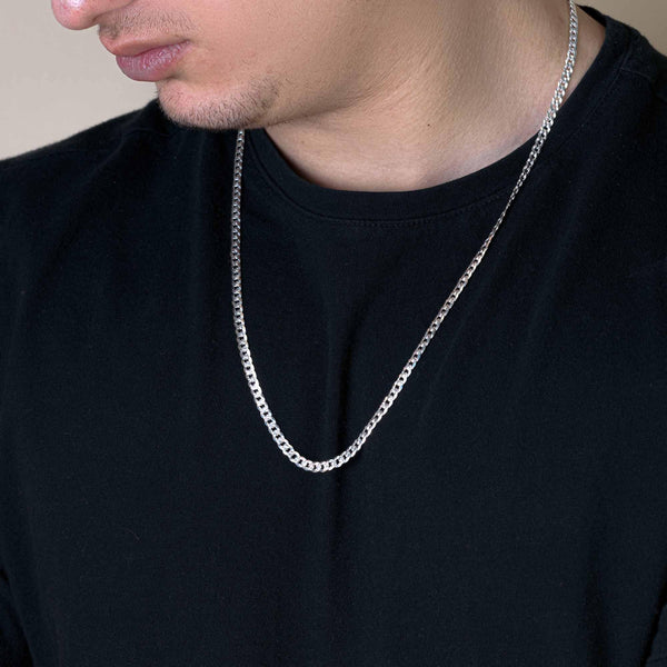Curb 1 Side Diamond Cut 1 Side Plain Chain 4.1mm