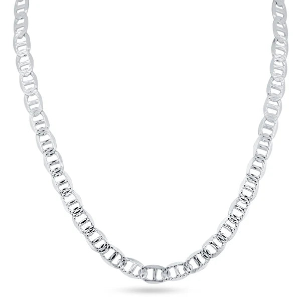 Sterling Silver Flat Marina 1 Sided Diamond Cut 6.2mm Chain
