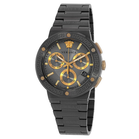 Versace Greca Logo Chronograph Quartz Grey Dial Men's Watch