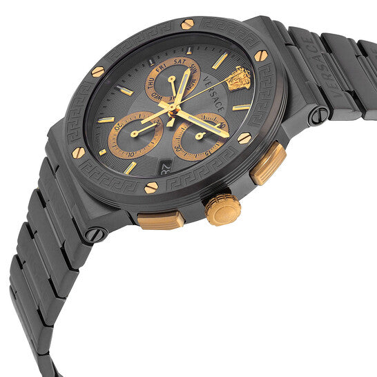 Versace Greca Logo Chronograph Quartz Grey Dial Men's Watch