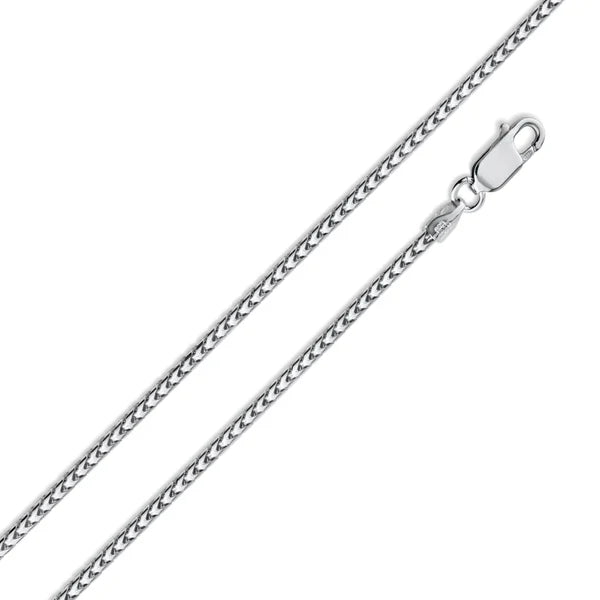 Rhodium Plated Sterling Silver Franco Chain 1.3mm