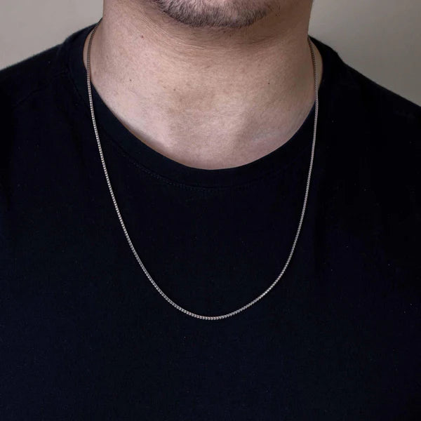 Rhodium Plated Sterling Silver Franco Chain 1.3mm