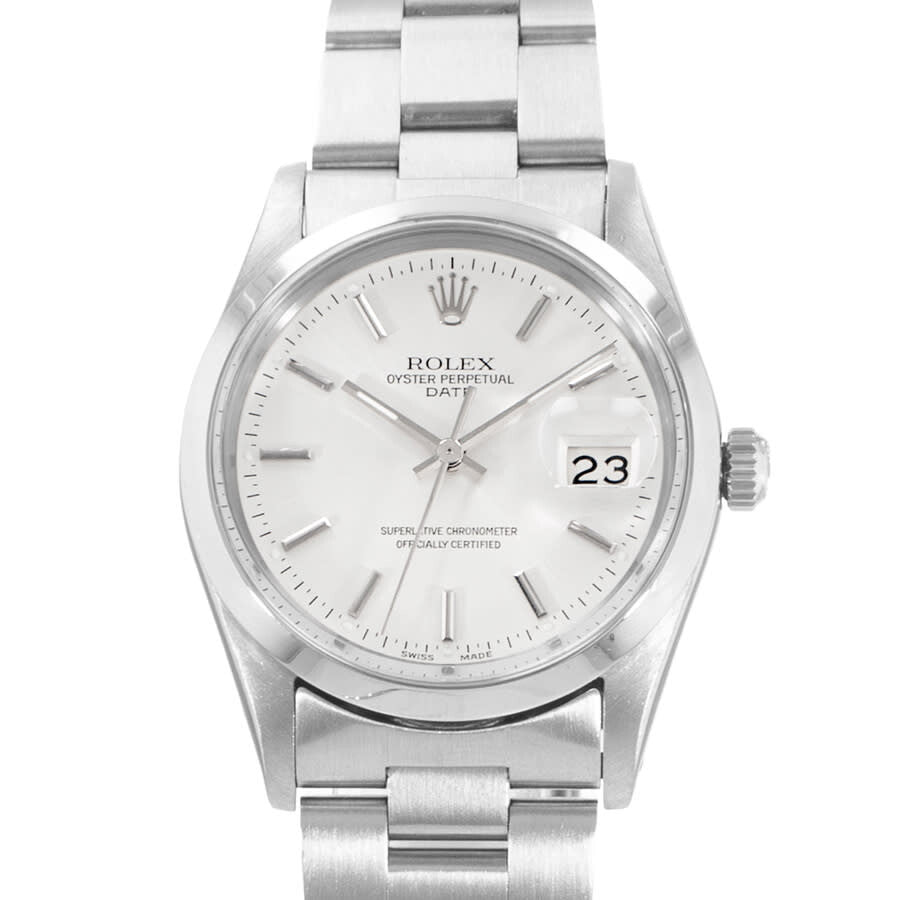 Rolex Oyster Perpetual Date Automatic Chronometer Silver Dial Men's Watch