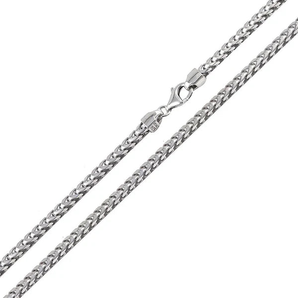 Rhodium Plated Sterling Silver Franco Chain 3mm