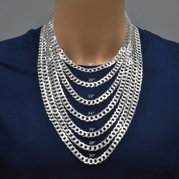 Curb 1 Side Diamond Cut 1 Side Plain Chain 8.9mm