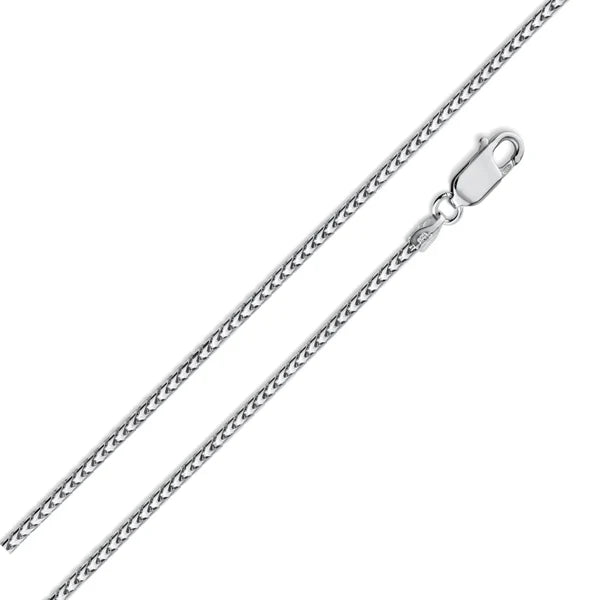 Rhodium Plated Sterling Silver Franco Chain 1.1mm