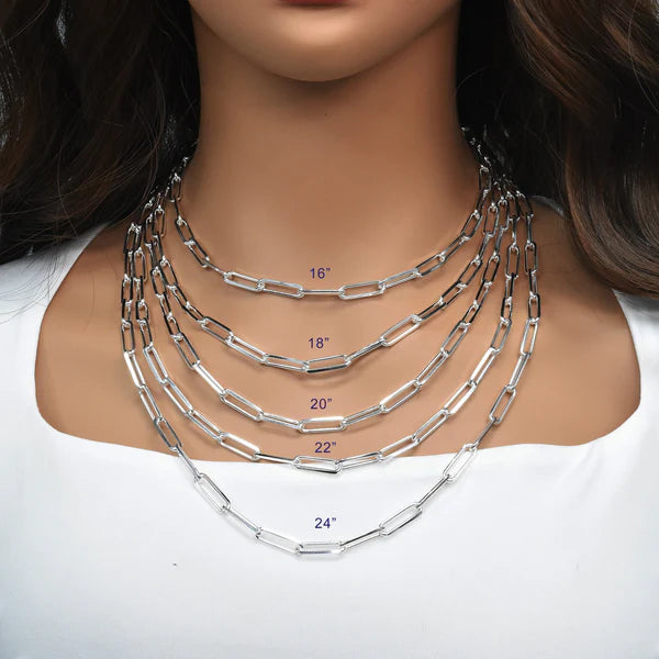 Sterling Silver Diamond Cut Paperclip Link 5.4mm Chain