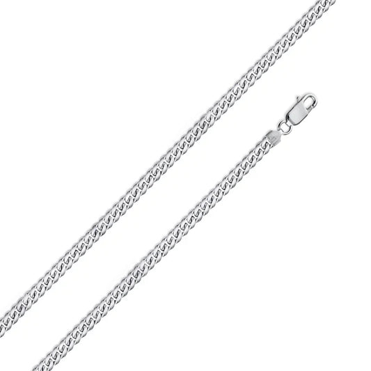 Rhodium Plated Sterling Silver Miami Cuban Chain Link 1.9mm
