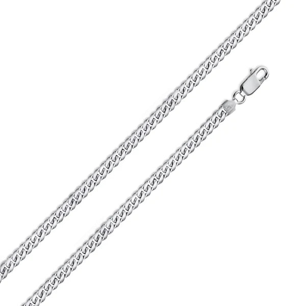 Rhodium Plated Sterling Silver Miami Cuban Chain Link 2.6mm