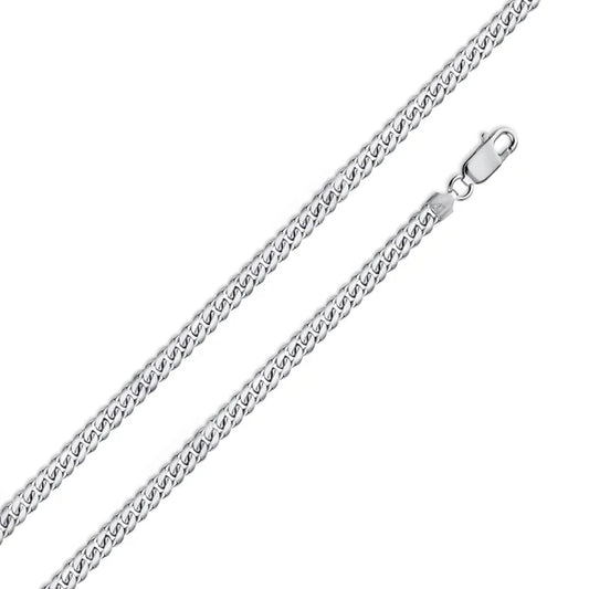 Rhodium Plated Sterling Silver Miami Cuban Chain Link 2.6mm