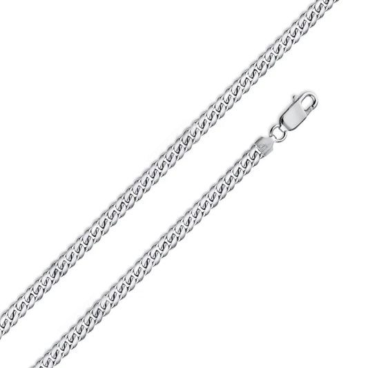 Rhodium Plated Sterling Silver Miami Cuban Chain Link 3.5mm