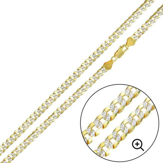 Gold Plated Sterling Silver Two-Tone DC Curb Chain 4.3mm