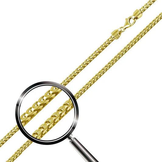 Gold Plated Sterling Silver Franco Chain or Bracelet 2.2mm