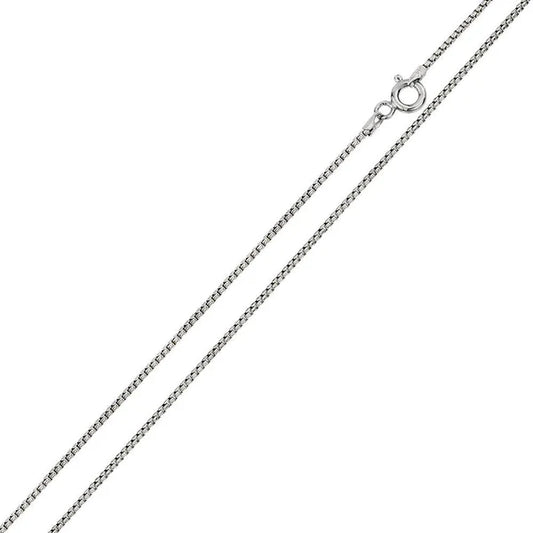 Rhodium Plated Sterling Silver Round Box Chain 1.25mm