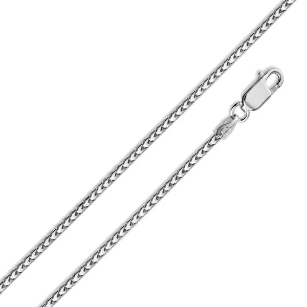 Rhodium Plated Sterling Silver Franco Chain 1.8mm