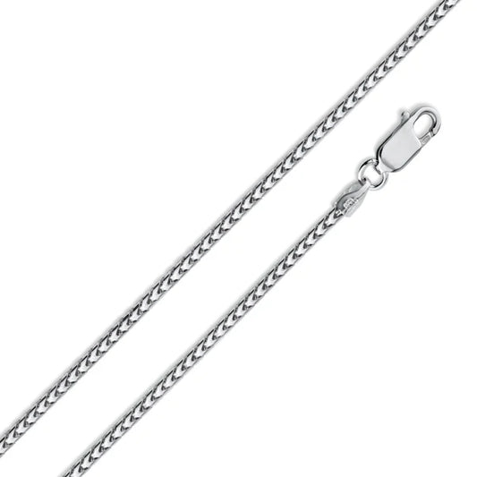 Rhodium Plated Sterling Silver Franco Chain 1.8mm