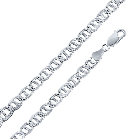 Sterling Silver Flat Marina 1 Sided Diamond Cut 6.2mm Chain
