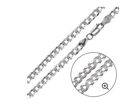 Curb 1 Side Diamond Cut 1 Side Plain Bracelet and Chain 7.2mm
