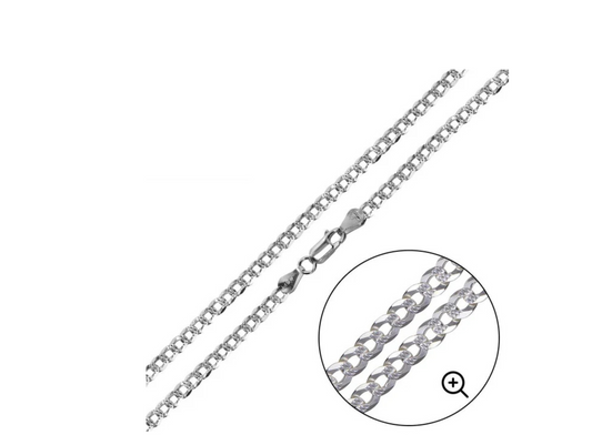 Curb 1 Side Diamond Cut 1 Side Plain Chain 4.1mm