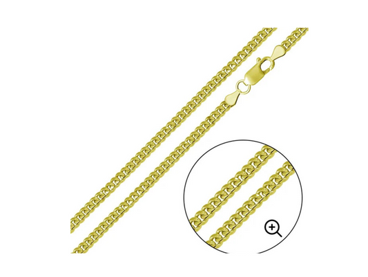 Gold Plated Sterling Silver Miami Cuban Chain Link 3.5mm