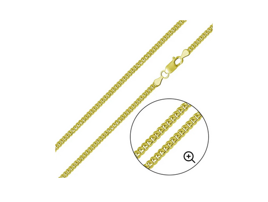 Gold Plated Sterling Silver Miami Cuban Chain 1.9mm