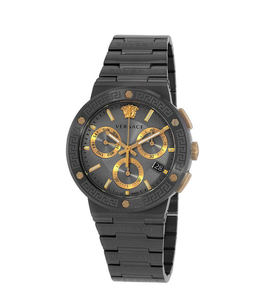 Versace Greca Logo Chronograph Quartz Grey Dial Men's Watch