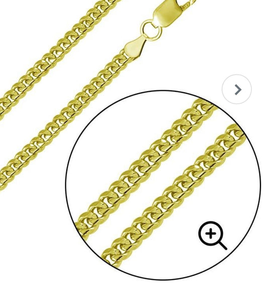 Gold Plated Sterling Silver Miami Cuban Chain Link 2.6mm