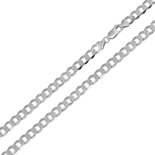 Rhodium Plated Sterling Silver Super Flat Curb Chain 3.8mm