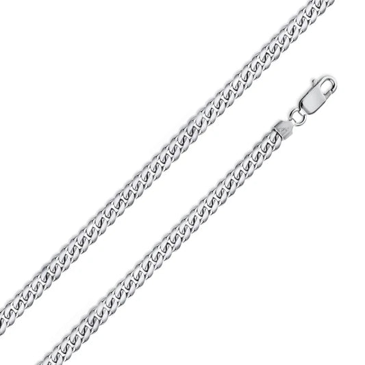 Rhodium Plated Sterling Silver Miami Cuban Chain Link 4.1mm
