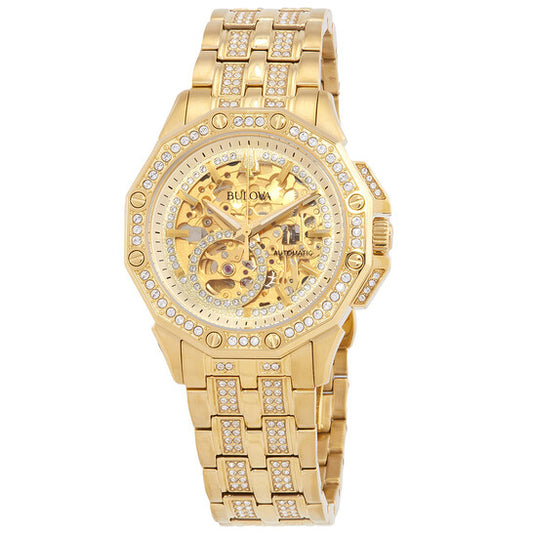 Boluva Octava Automatic Crystal Gold Skeleton Dial Men's Watch